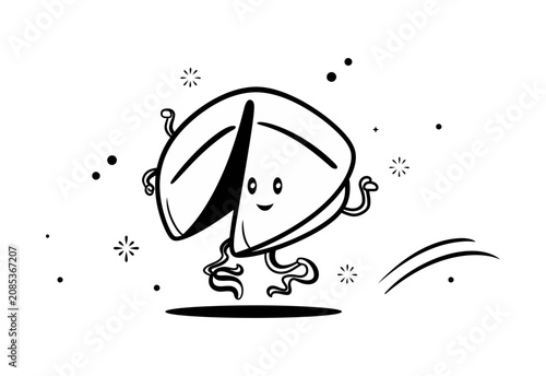 Bild auf Leinwand Cute Hand Drawn Fortune Cookie Character Illustration for Chinese Cuisine and Lu