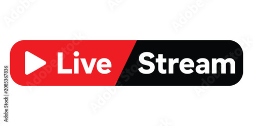 Live Streaming Button Icon Red Broadcast Badge for Online Video and Media Interface