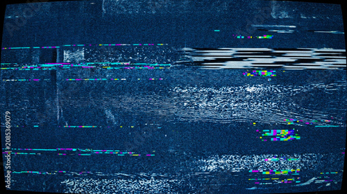 Abstract digital television screen with heavy static and glitch interference