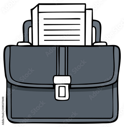 Illustration of a briefcase filled with documents or paperwork for business affairs.