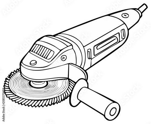 Industrial Angle Grinder With Abrasive Cutting Wheel For Construction And Metalworking