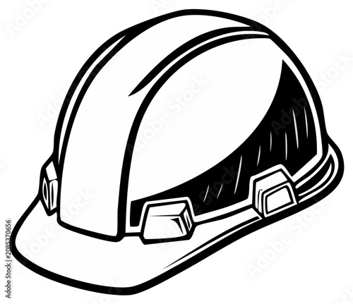 Black and white construction helmet graphic