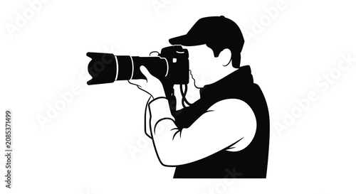 Obraz na plátně Photographer With Camera Silhouette photography cameraman photojournalist