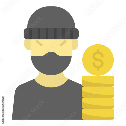 Canvastavla Masked Criminal Suspect with Stolen Money