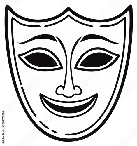 Classic Comedy Tragedy Theater Mask Outline Graphic