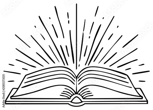 Open Book with Rays of Light Shining Out - Education, Knowledge, and Inspiration Concept