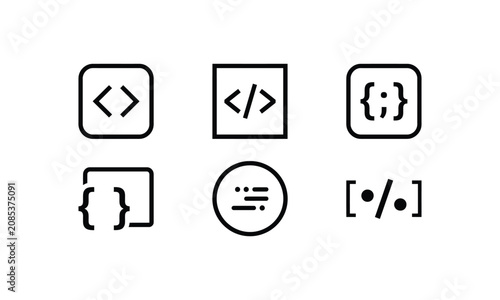 Fotografía Computer programming code syntax web development icons.