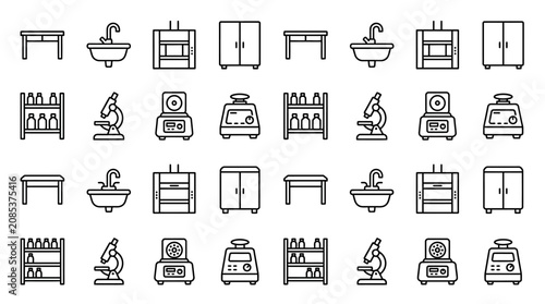 Photos Variety of Laboratory Equipment Icons.
