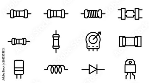 Принти на полотні Electronic components symbols and icons.