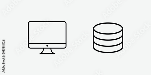 Minimalist computer monitor with database icon Vector
