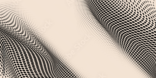 Beige halftone corner gradient background. Aged fading repeating polka dot texture. Repeated dotted gradation pattern. Vanishing comic pop art overlay backdrop. Vector cartoon raster effect wallpaper