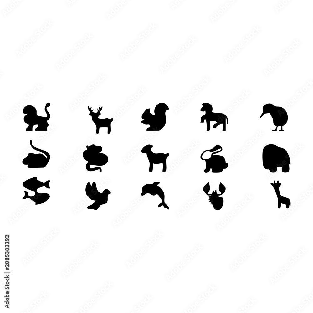 Fototapeta premium Mega Set of Animal Silhouette Icons and Vector Elements 