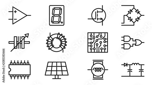Bild auf Leinwand Electronic circuit board design elements.