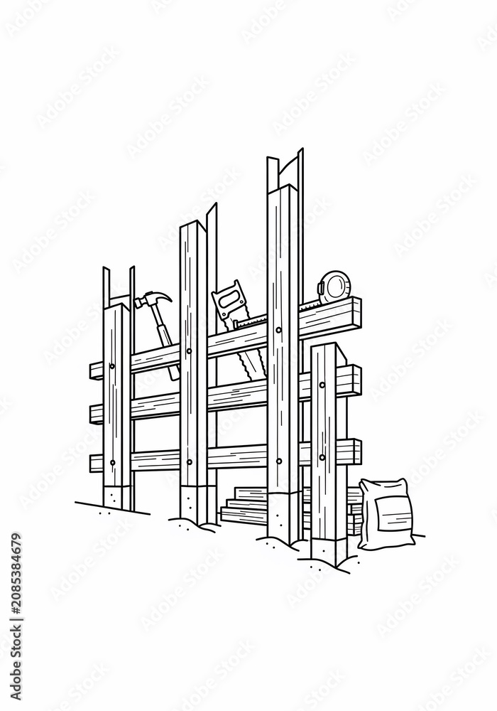 Obraz premium Skeleton of Dreams: A Builder's Vision in Wood