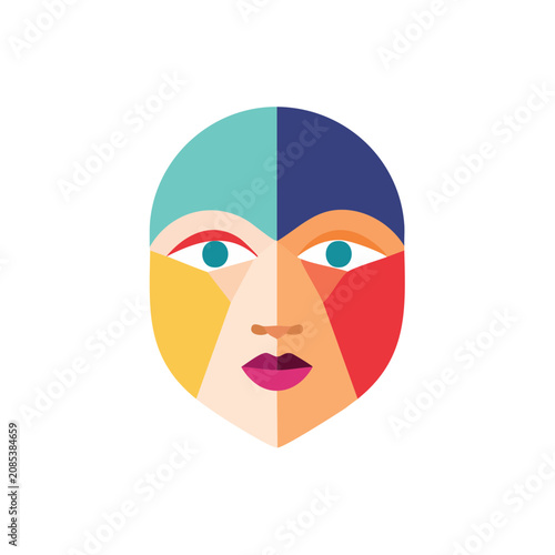 Colorful Geometric Face Vector Illustration
