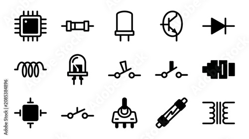 Принти на полотні Electronic circuit board components symbols.