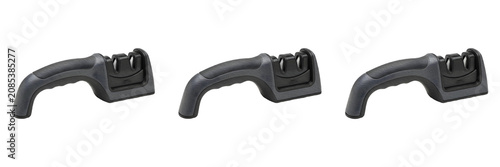 premium set of the isolated  hand-held knife sharpener  with a black ergonomic handle on withe background PNG photo high quality''