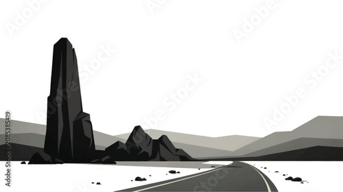 Photos Desert Landscape With Rock Formations And Road Minimalist Silhouette
