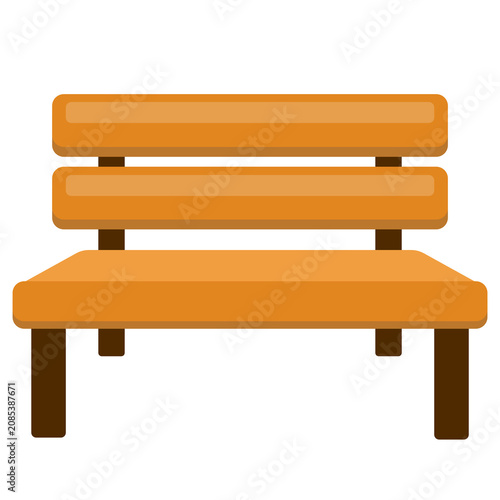 Принти на полотні Bench illustration of wooden park bench with orange seat and backrest