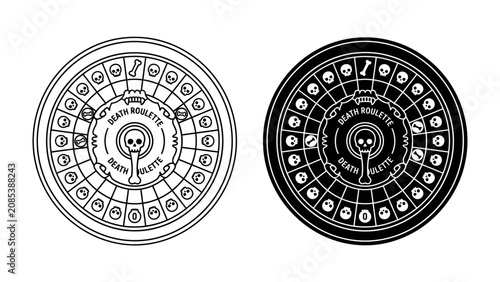 Obraz na plátne Roulette Wheel with Skull Symbols