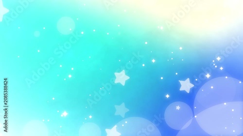 星が上昇する幻想的な背景アニメーション（水色と青）ループ可能