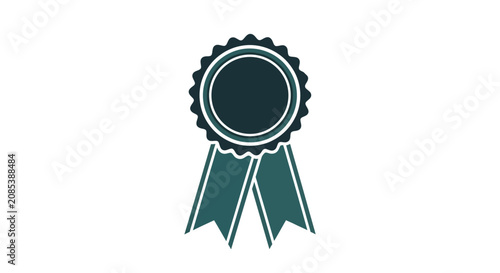 Tableau sur toile Award ribbon with rosette flat vector illustration on white background