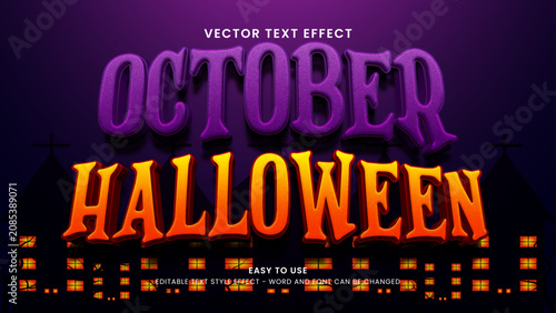 october halloween editable text effect 3d vector premium