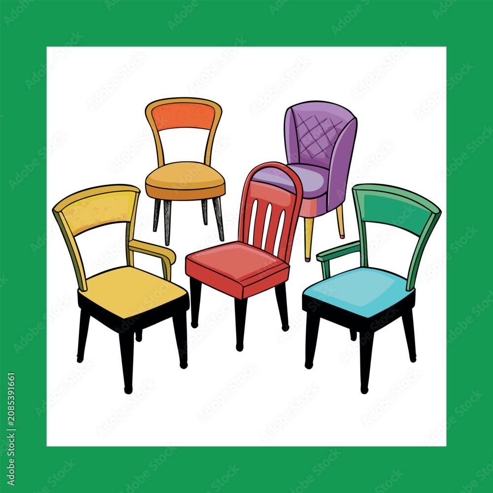 Obraz premium Cute chair cartoon icon playful vector illustration for seating interior and furniture the