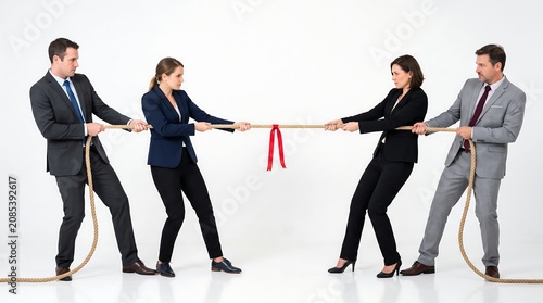 Business Professionals in Tug of War Competition Concept