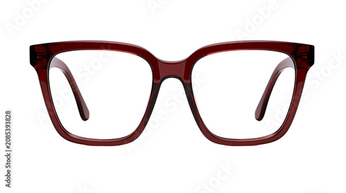 Cuadro en lienzo Thick rimmed square eyeglasses with dark red acetate frames
