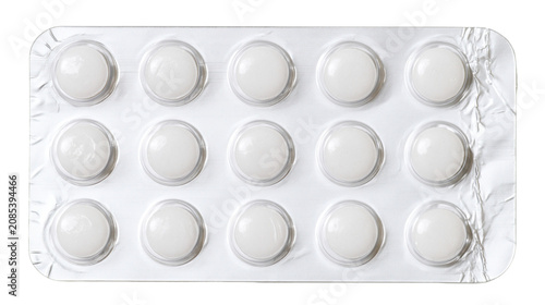 Cuadro en lienzo Fifteen white round pills in blister pack
