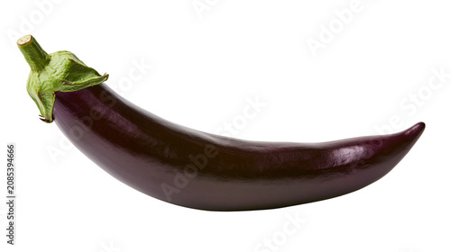 Foto Long dark purple eggplant with green stem
