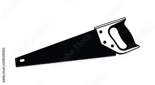 Fotografía Hand saw with toothed blade a black silhouette against a white background