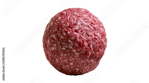 Cuadro en lienzo Raw ground beef ball with visible fat marbling