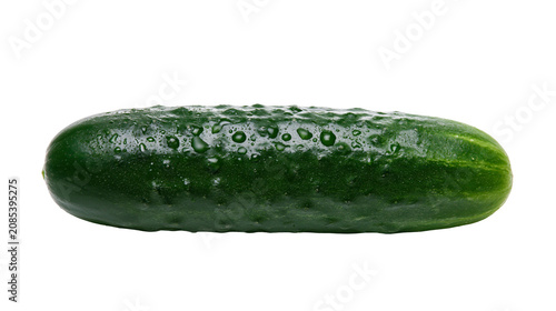 Fotografie Fresh green cucumber with water droplets