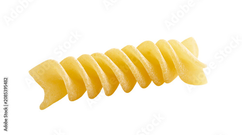 Obraz na plátně Yellow fusilli pasta spiral shape close-up