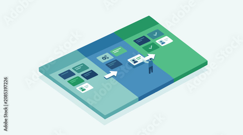 Isometric Project Board Workflow Vector