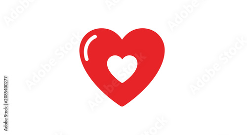 фотографія Red heart shape with inner cutout flat vector illustration on white background