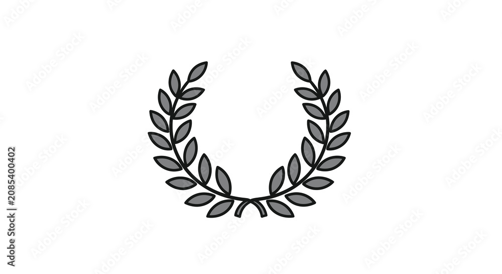 Obraz premium Laurel wreath illustration gray and black tones on white background
