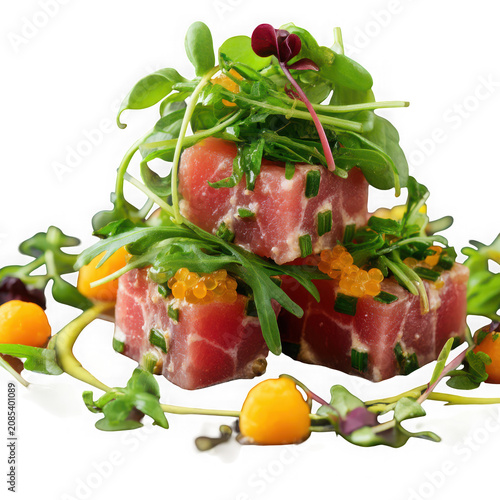 Fresh salad with grilled meat and vegetables