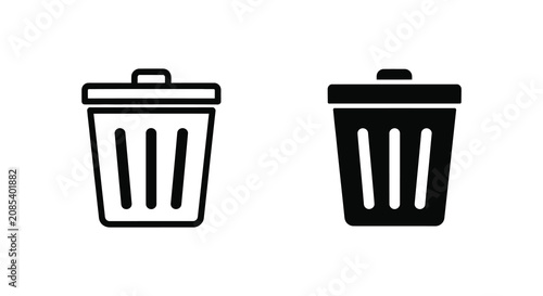 Fotografie Trash Can Silhouette In Two Variations Black And White Graphic Style Silhouette