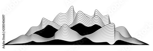 Imitation of mountain ranges, mountain line art, curved lines, vector design, minimalism