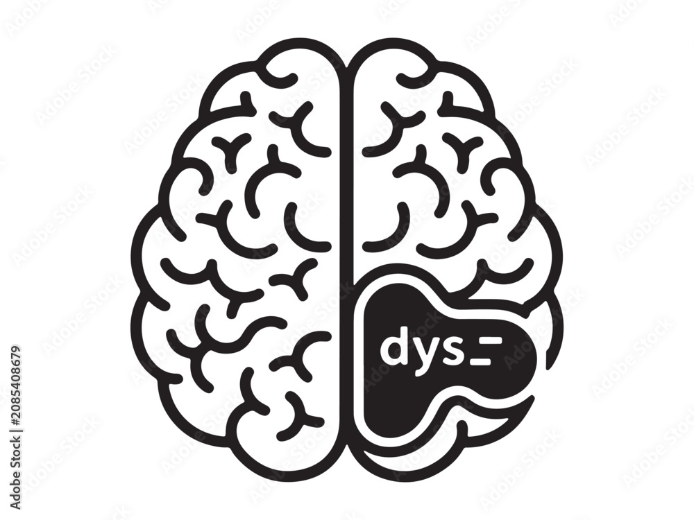 Fototapeta premium Creative human brain icon highlighting dyslexia awareness and cognitive learning concepts.