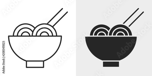 Quadro su tela Chinese Food Icon represents traditional Chinese cuisine served in a bowl
