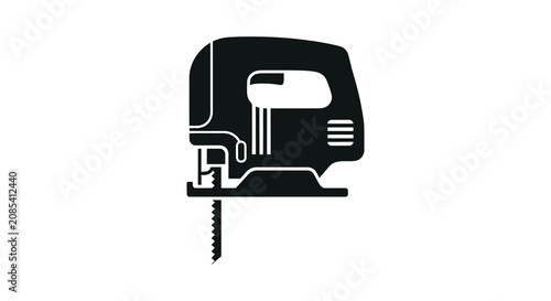 Fotografie Jigsaw power tool silhouette a black vector graphic on a white background silhou