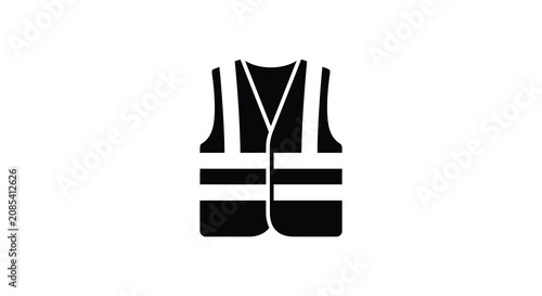 Black silhouette of a safety vest against a white background silhouette