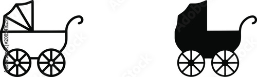 Bild auf Leinwand Baby carriage pram icon set vector illustration