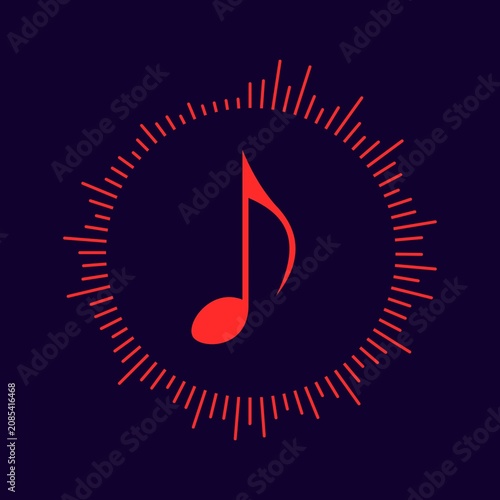 Tableau sur toile Red music circle wave design