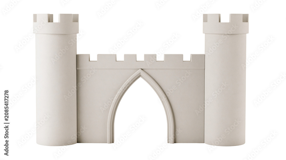 Fototapeta premium Castle gate with crenellated towers and arched entrance