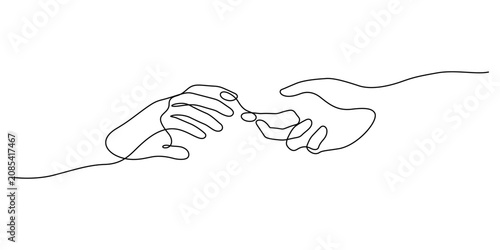 helping hand support one line drawing continuous copy space decorative minimalism hope,trust,charity and volunteer concept